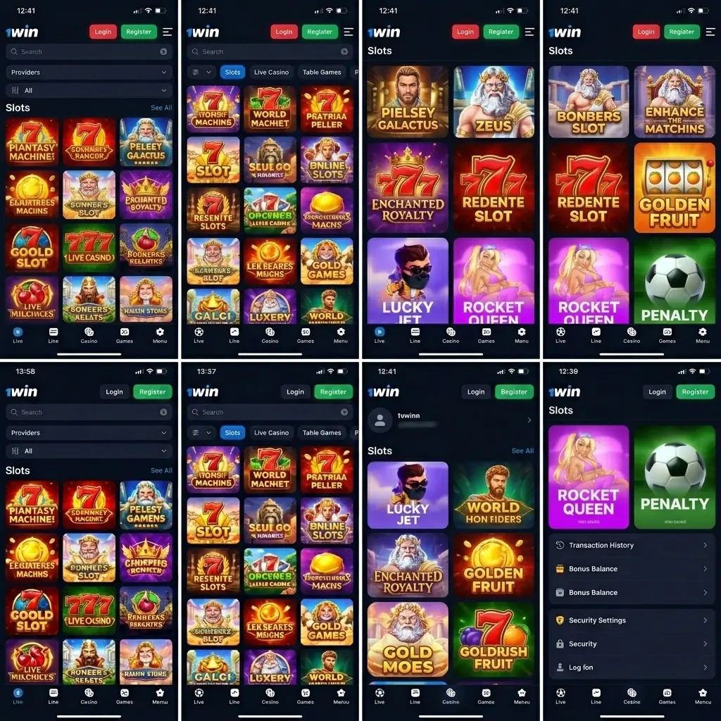 Presentación visual de la interfaz de la app 1win